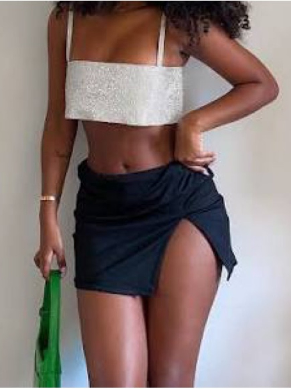 White Fox Boutique • Switching Gears Black High Slit Mini Skirt